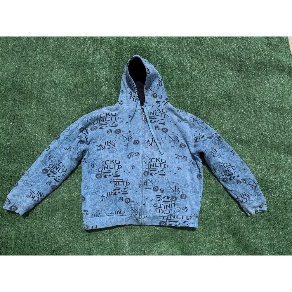 Vintage Y2K Ecko Unlimited by Marc Ecko Unltd All Over Print  Hoodie size Medium